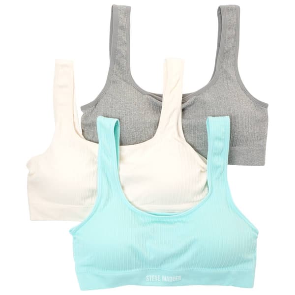 Womens Steve Madden 3pk. Ribbed Comfort Bralettes SM20352A3 - image 