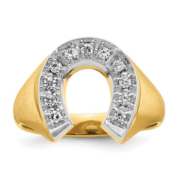 Mens Diamond Classics&#40;tm&#41; 10kt. Satin Horseshoe Diamond Ring - image 