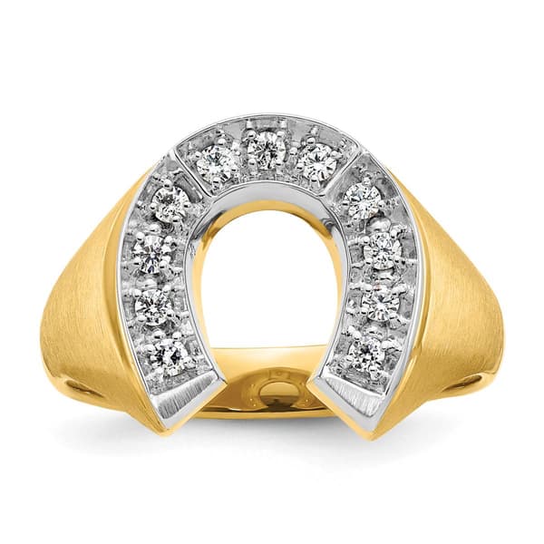 Mens Diamond Classics&#40;tm&#41; 10kt. Satin Horseshoe Diamond Ring - image 