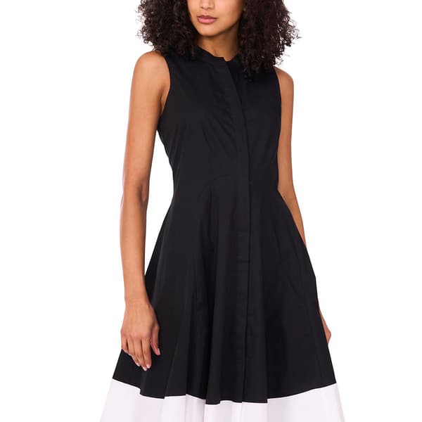Womens MSK Sleeveless Color Block Fit & Flare Dress