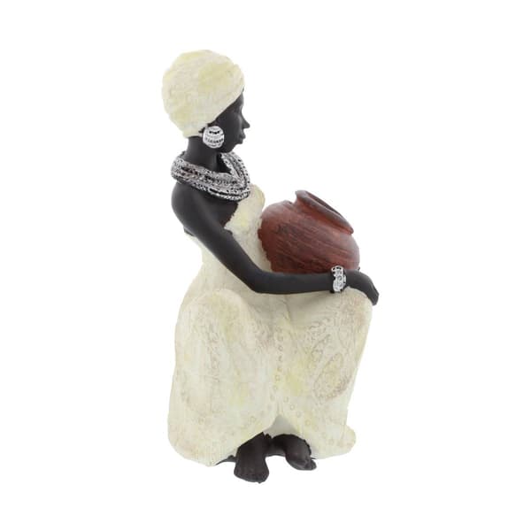 9th & Pike® Cream Polystone African Lady Sculpture