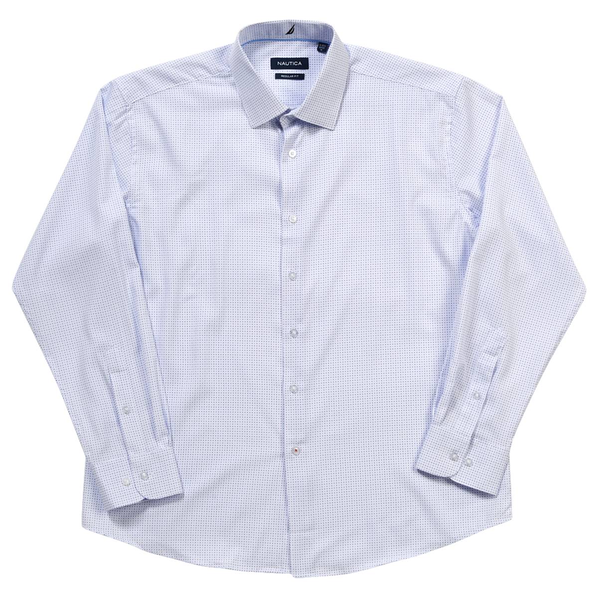 Mens Nautica Regular Fit Dress Shirt - White/Light Blue/Navy