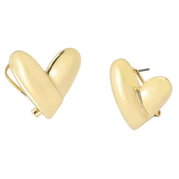 Steve Madden Gold-Tone Heart Button Earrings - image 