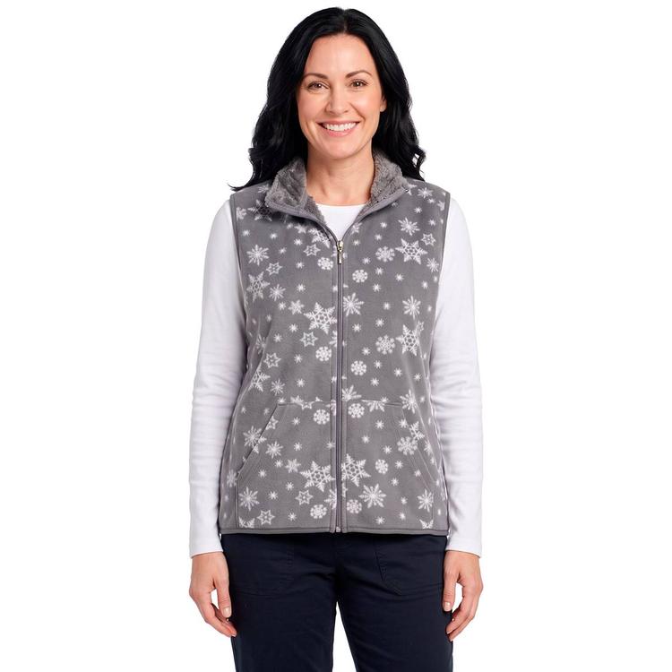 Womens Hasting & Smith Snowflakes Vest with Sherpa Trim