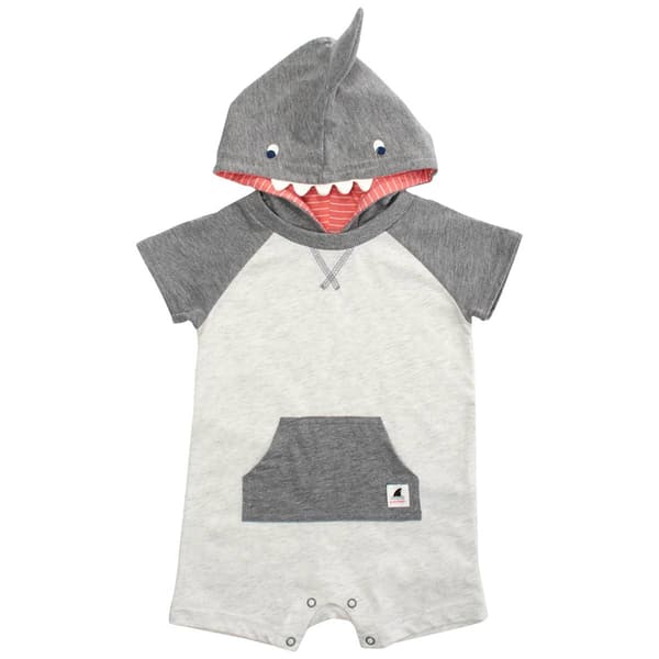 Baby Boy &#40;NB-24M&#41; Carters&#40;R&#41; Marled Shark Hooded Romper - image 