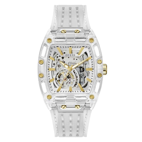Mens Guess Clear Silicone Strap Automatic Watch - GW1073G2 - image 