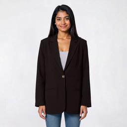 Juniors Love Tree Vertigo 1 Button Oversized Blazer