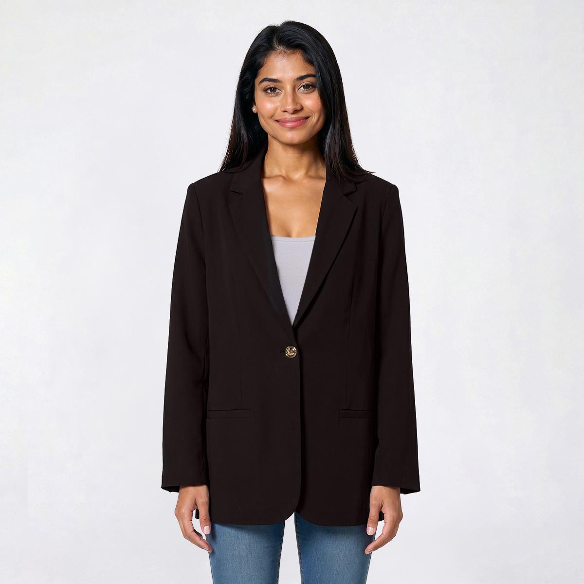 Juniors Love Tree Vertigo 1 Button Oversized Blazer