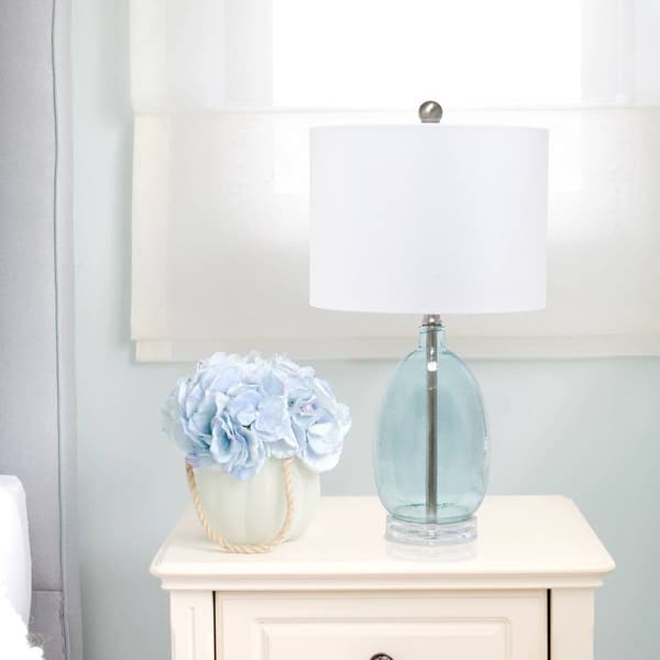 Lalia Home Classix Oval Glass Table Lamp w/White Drum Shade