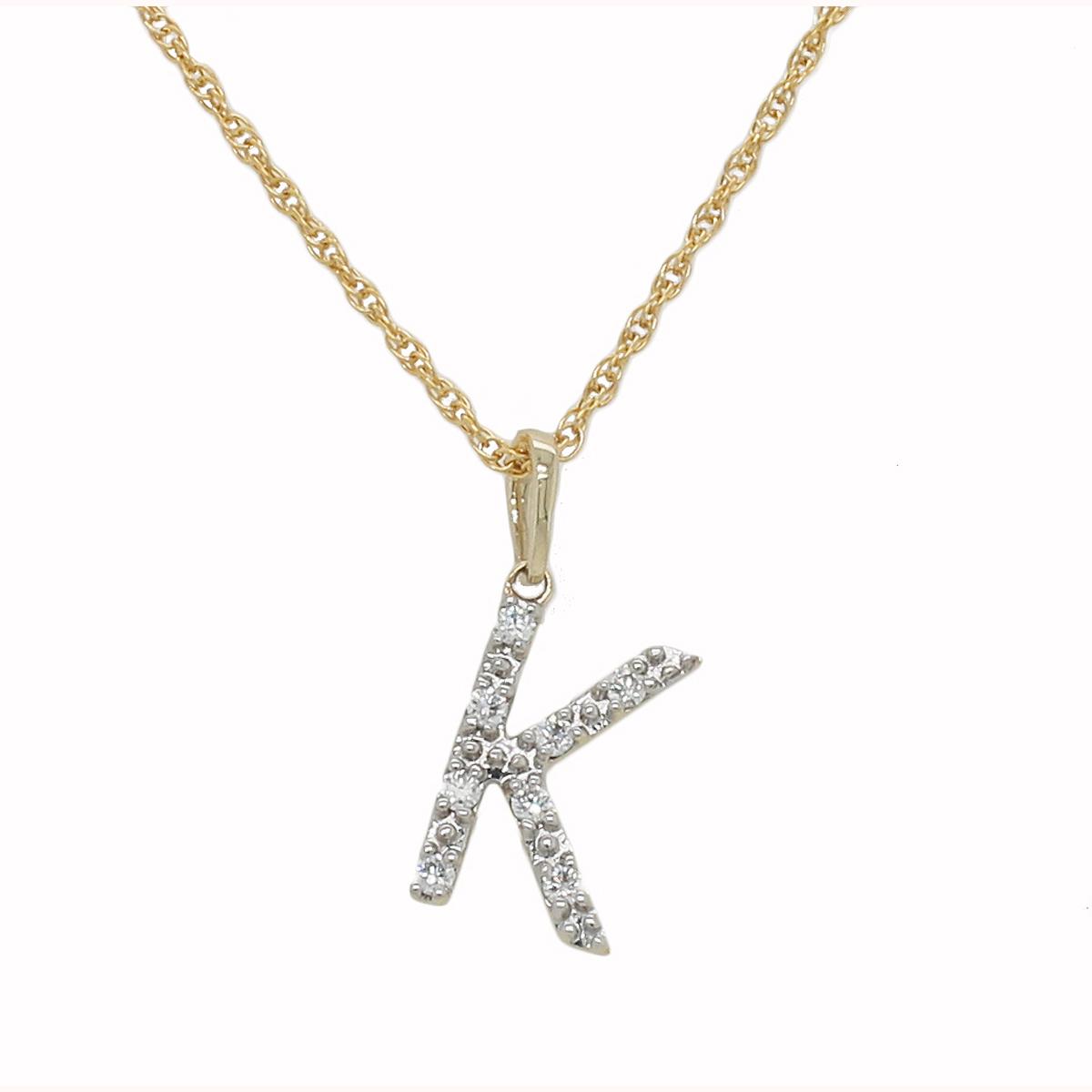 Nova Star® 10kt. Gold 1/10ctw Lab Grown Diamond K Initial...