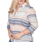 Womens Alfred Dunner Port Side Stripe Button Front Blouse - image 5