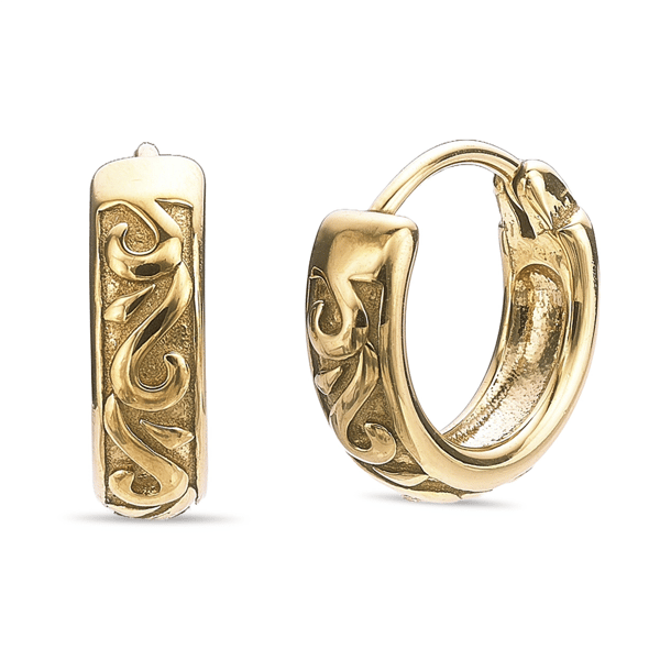 Mens Lynx Gold-Tone Ion Plated Stainless Steel Hoop Earrings - image 