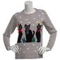 Womens By Design Long Sleeve Crew Neck Christmas Cats Sweater - image 1