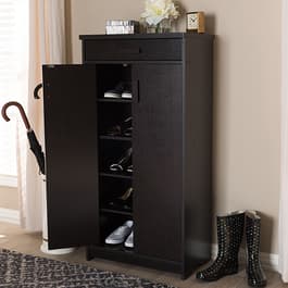 Baxton Studio Winda 4-Door Entryway Shoe Storage Cabinet in Dark Gray