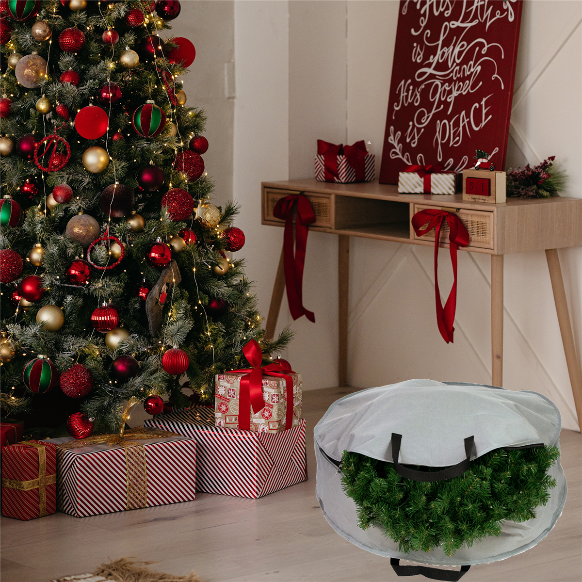 Northlight Multi-Seasonal Zippered Wreath Storage Bag - 36in.