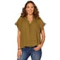 Womens Democracy Short Sleeve Ruffle Split Neck Woven Top - image 1