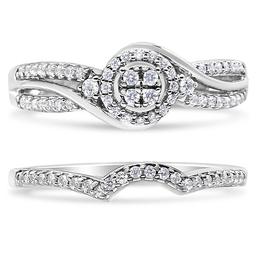 Haus of Brilliance Silver 1/3ctw. Diamond Bypass Bridal Set