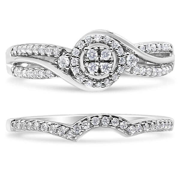 Haus of Brilliance Silver 1/3ctw. Diamond Bypass Bridal Set