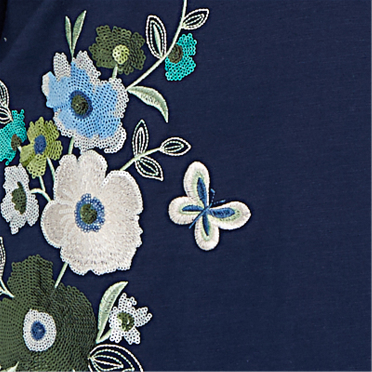 Plus Size Alfred Dunner Indigo Girls Floral Embroidery Blouse