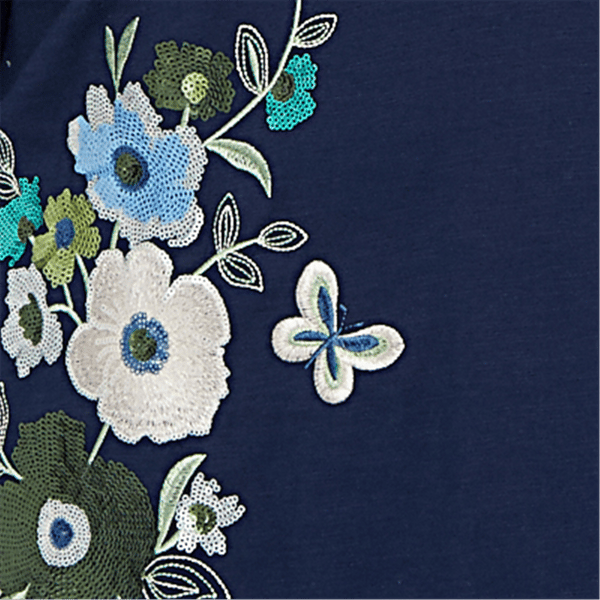 Plus Size Alfred Dunner Indigo Girls Floral Embroidery Blouse