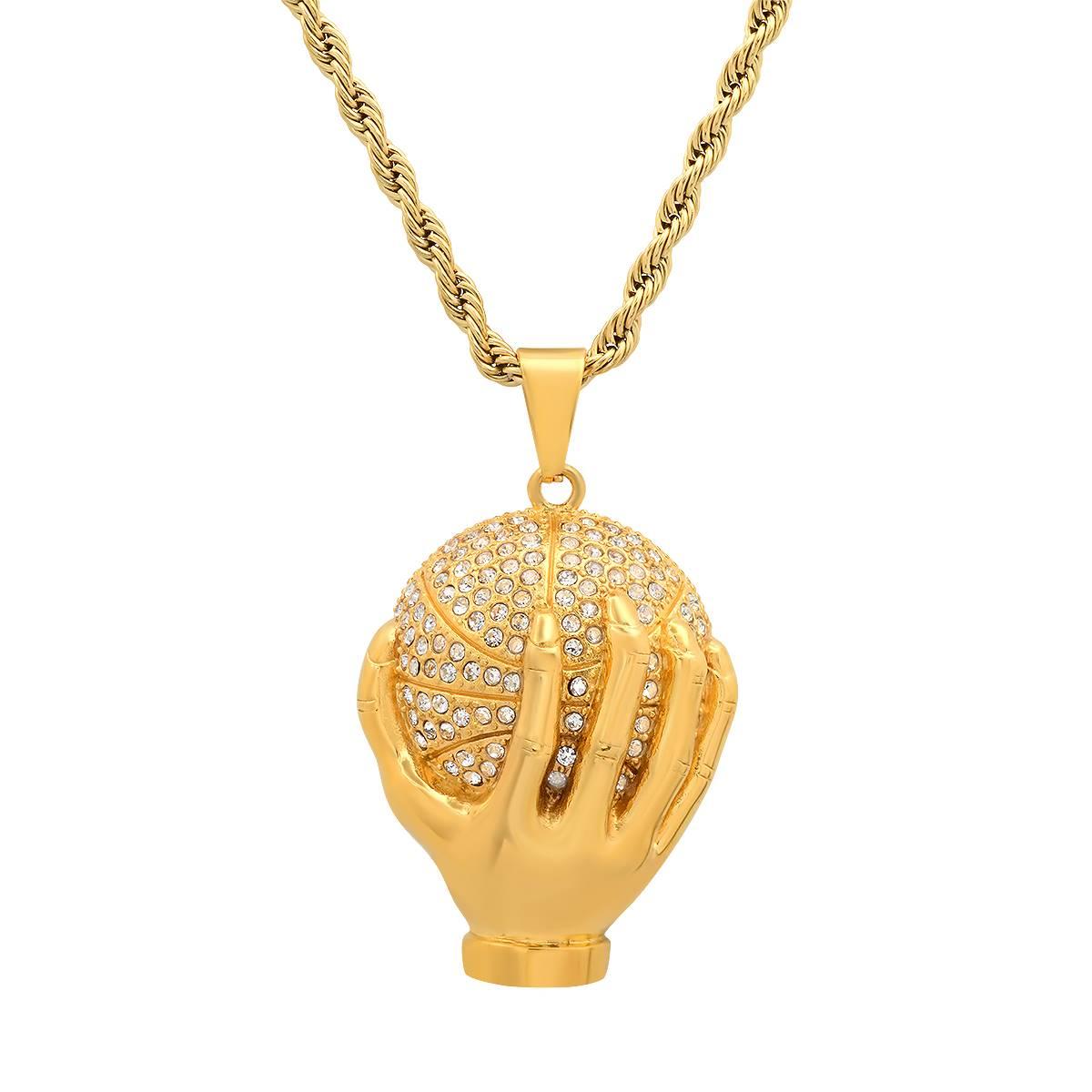 Mens Steeltime 18kt. Gold Plated Basketballer Pendant...