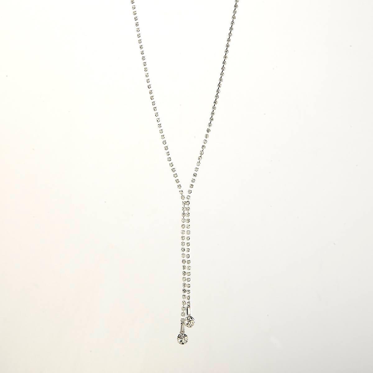 Rosa Rhinestones Silver Plated Rhinestone Double Tassel...