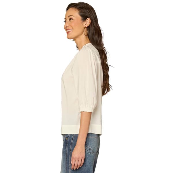Petite Democracy Blouson Sleeve Floral Embroidery Blouse