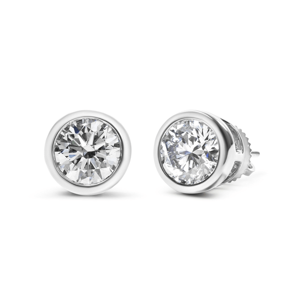 Haus of Brilliance Lab Grown Diamond Classic Bezel Stud Earrings