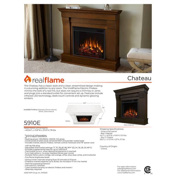 Real Flame Chateau Electric Fireplace