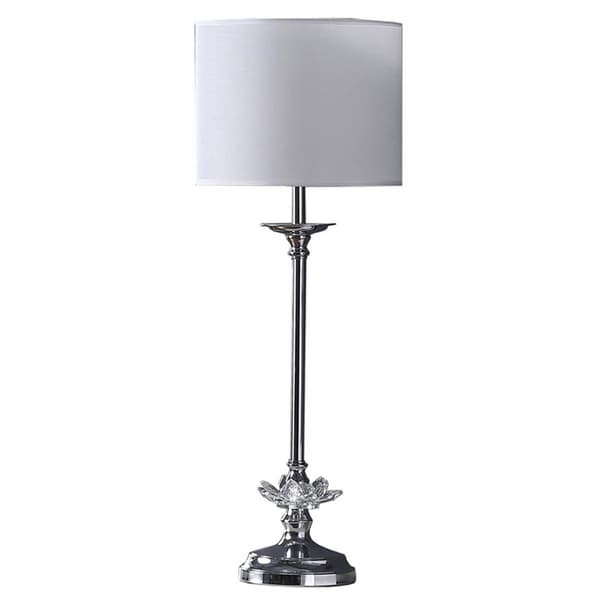 HomeRoots 26in. Silver Metal and Faux Crystal Table Lamp - image 