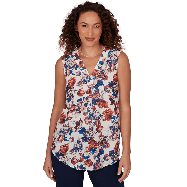 Plus Size Emaline Summer In The City Sleeveless Floral Blouse