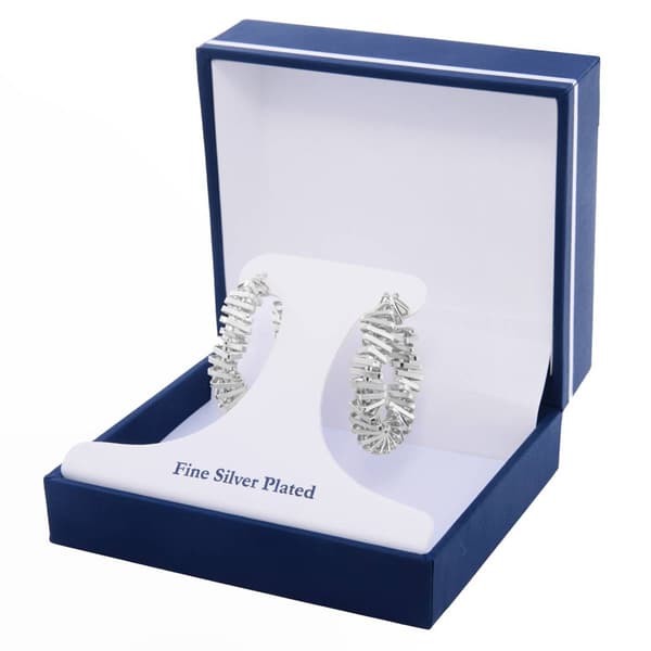 Fine Silver Plated 30mm Twisted Abstract Hoop Earrings