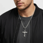 Mens Iron Saints Stainless Steel Polished Cross Pendant Necklace - image 3