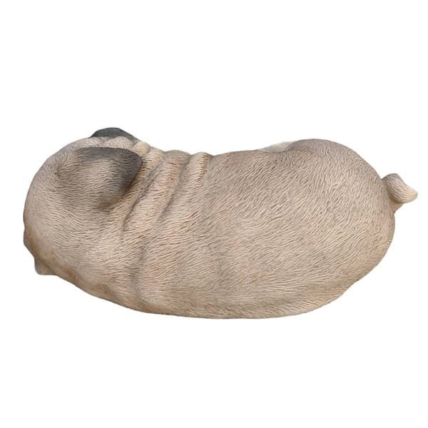 Hi-Line Gift Cozy Brown Sleeping Pug Puppy Garden Statue