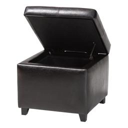 Baxton Studio Leather Storage Cube Ottoman - Dark Brown