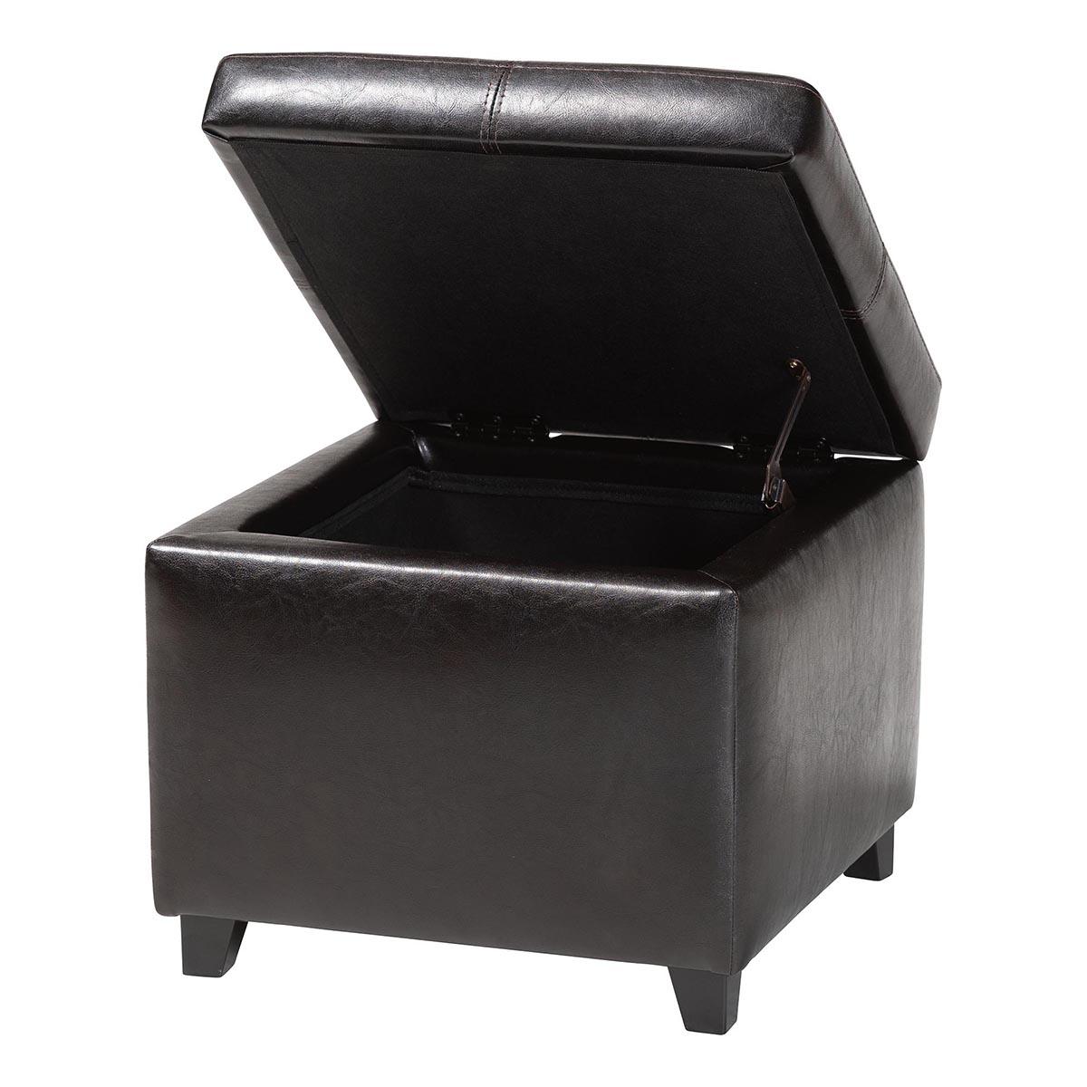 Baxton Studio Leather Storage Cube Ottoman - Dark Brown