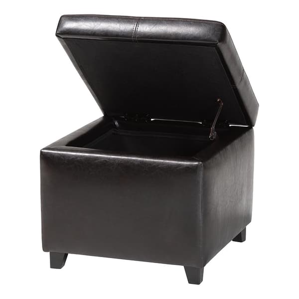Baxton Studio Leather Storage Cube Ottoman - Dark Brown
