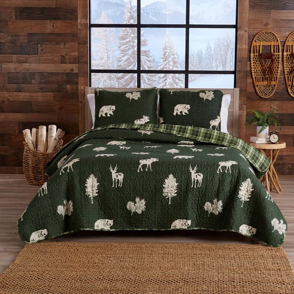 FreshFolds 3pc. Reversible Premium Forest-Themed Quilt Set - image 