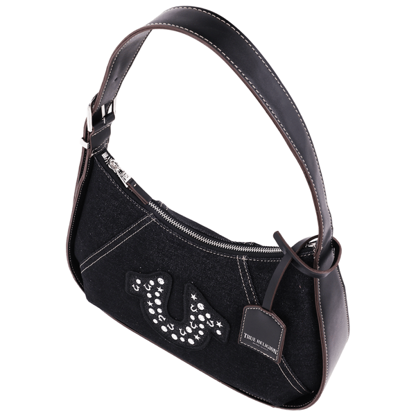 True Religon Strudded Logo Denim Hobo Bag