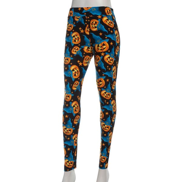 Womens Runway Ready Witch Hat Jack O''Lantern Halloween Leggings