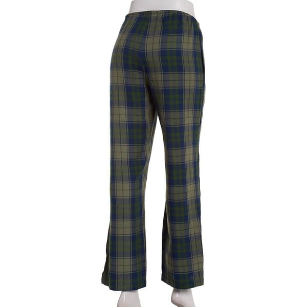 Juniors Self Esteem Green Twill Plaid Wide Leg Lounge Pants