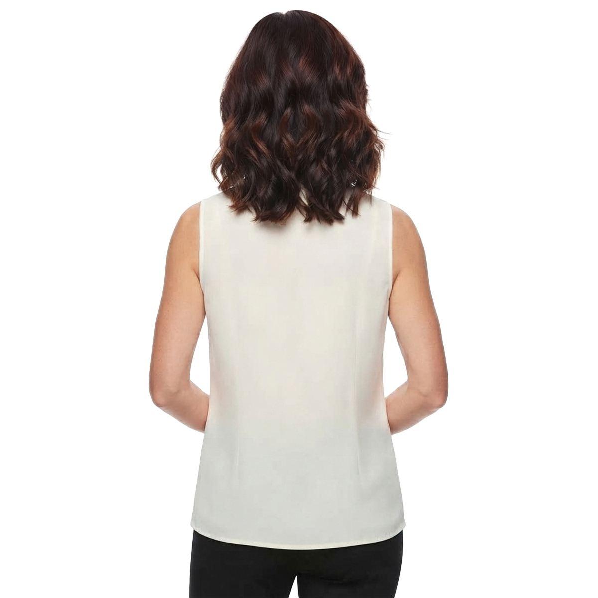Petite Kasper Sleeveless Rhinestone Tie Front Blouse