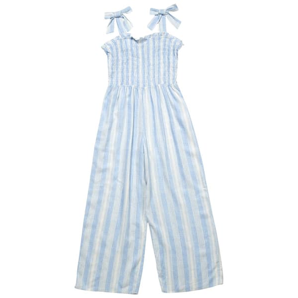 Girls (7-16) Speechless® Bow Strap Smocked Stripe Jumpsuit