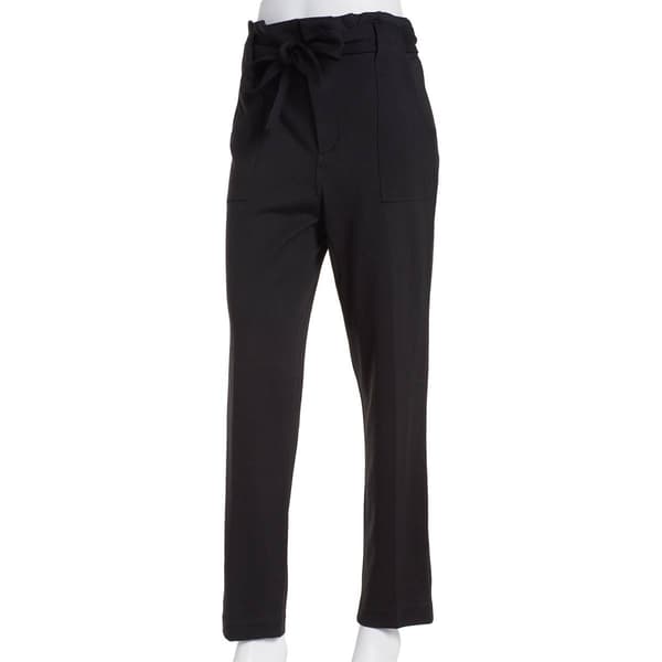 Juniors Leighton Solid Ponte Pant Paper Bag Waist Pants - image 