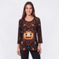 Womens OneWorld Long Sleeve Stud Embellished Pumpkin Tee - image 1