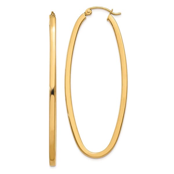 Gold Classics(tm) 14kt. 2mm Large Oval Hoop Earrings - image 