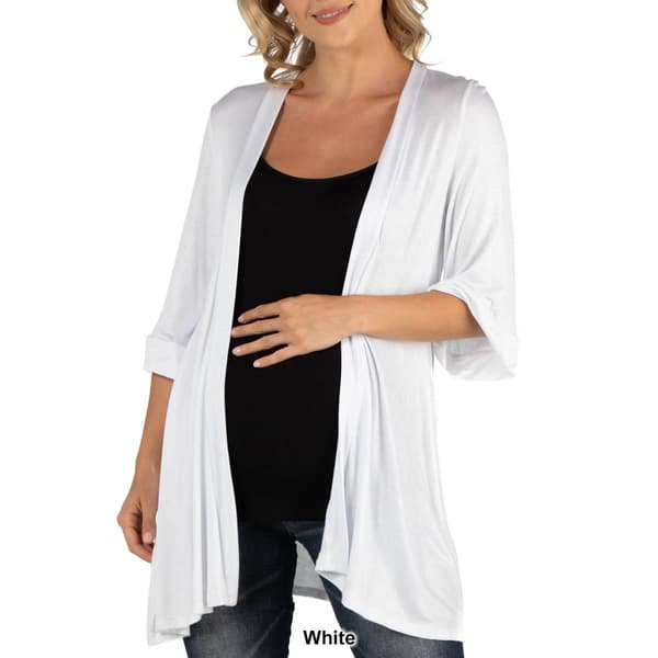 Plus Size 24/7 Comfort Apparel Open Front Maternity Cardigan