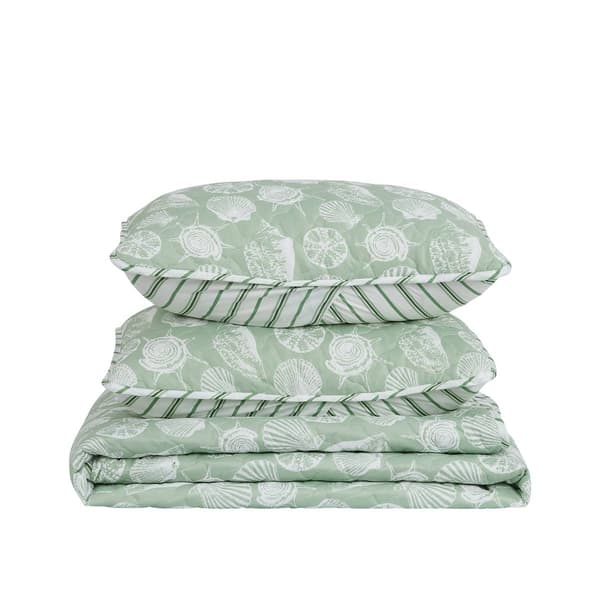 FreshFolds 3pc. Simple Seashell Coastal Microfiber Quilt Set
