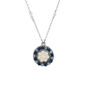 1928 Silver-Tone Blue Crystal Faux Pearl Pendant - image 1