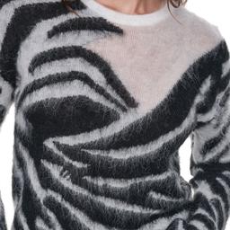 Womens DKNY Long Sleeve Brushed Abstract Zebra Sweater